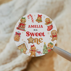 Weihnachtsplätzchen Süße Eins 1. Geburtstagsfeier Runder Aufkleber