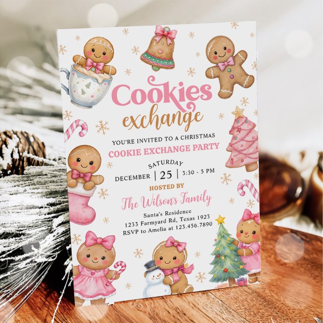 Weihnachtsplätzchen-Tauschparty mit Lebkuchen Einladung (Von Creator hochgeladen)
