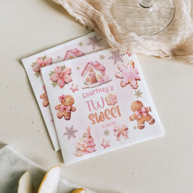 Weihnachtsplätzchen Two Sweet 2. Geburtstag Mädche Serviette (Von Creator hochgeladen)
