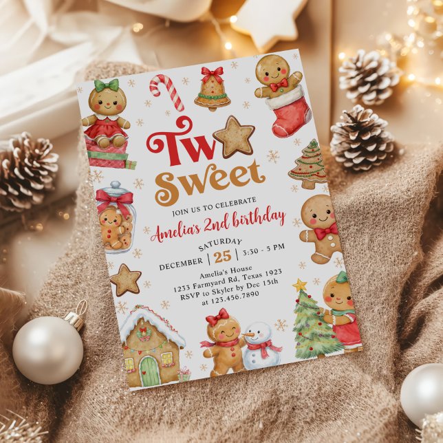 Weihnachtsplätzchen Two Sweet 2. Geburtstagsfeier Einladung (Von Creator hochgeladen)