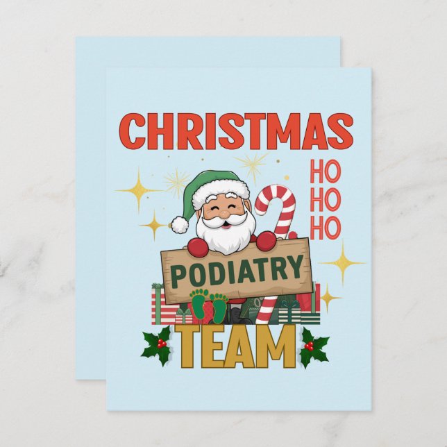 Weihnachtspodiatenteam - Festliche Foot Care Profe Dankeskarte (Vorne/Hinten)
