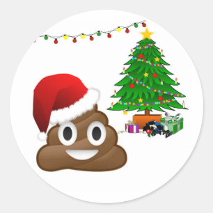 Weihnachtspoemoji Runder Aufkleber