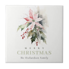 Weihnachtspoinsettia Berries Folies Wasserfarbe Fliese