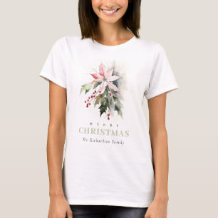 Weihnachtspoinsettia Berries Folies Wasserfarbe T-Shirt