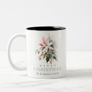 Weihnachtspoinsettia Berries Folies Wasserfarbe Zweifarbige Tasse