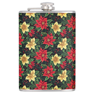 Weihnachtspoinsettia Blume Muster-86755 Flachmann