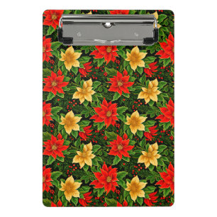 Weihnachtspoinsettia Blume Muster-86755 Mini Klemmbrett
