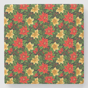 Weihnachtspoinsettia Blume Muster-86755 Steinuntersetzer