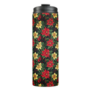 Weihnachtspoinsettia Blume Muster-86755 Thermosbecher