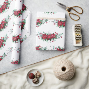 Weihnachtspoinsettia Botanisches Muster Geschenkpapier
