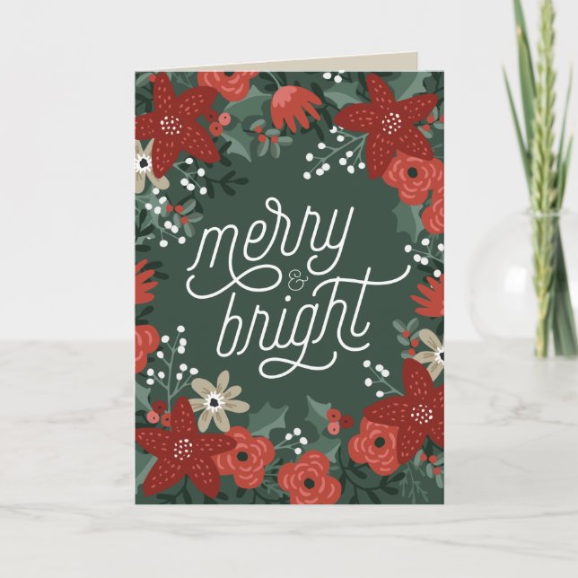 Weihnachtspoinsettia Foliage Faltkarte Karte (Vorderseite)