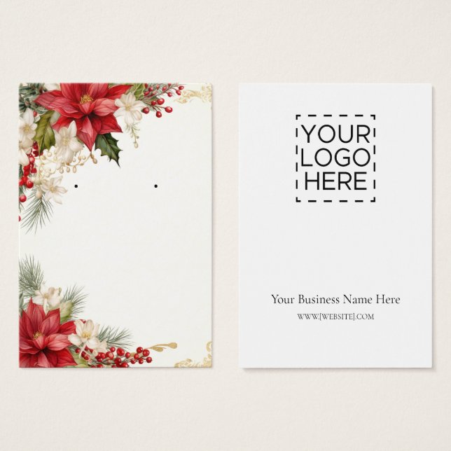 Weihnachtspoinsettias Earring Display Card (Vorne & Hinten)
