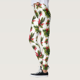 Weihnachtspoinsettie und Grünmuster Leggings