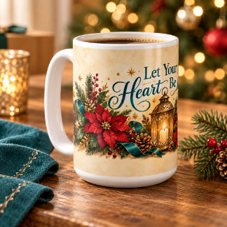 Weihnachtspoinsettien und leuchtende Laterne Kaffeetasse