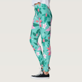 Weihnachtspoinsettienmuster Leggings