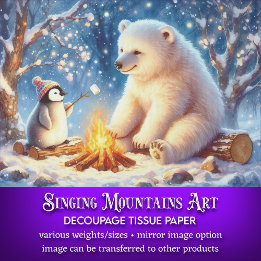 Weihnachtspolar & Pinguin Campfire Dekoupage Seidenpapier