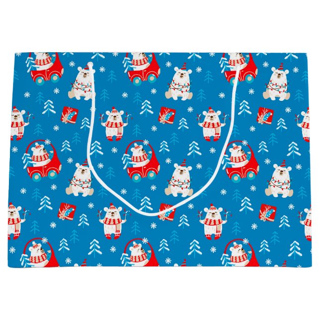 Weihnachtspolarbär Große Geschenktüte (Vorderseite)