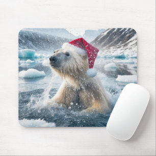 Weihnachtspolarbär im Wasser Mousepad
