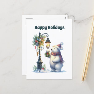 Weihnachtspolarbär individualisierbares Happy Feiertagspostkarte