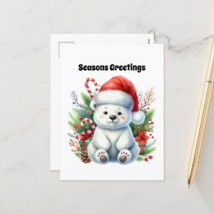 Weihnachtspolarbär individuell anpassbare Jahresze Feiertagspostkarte