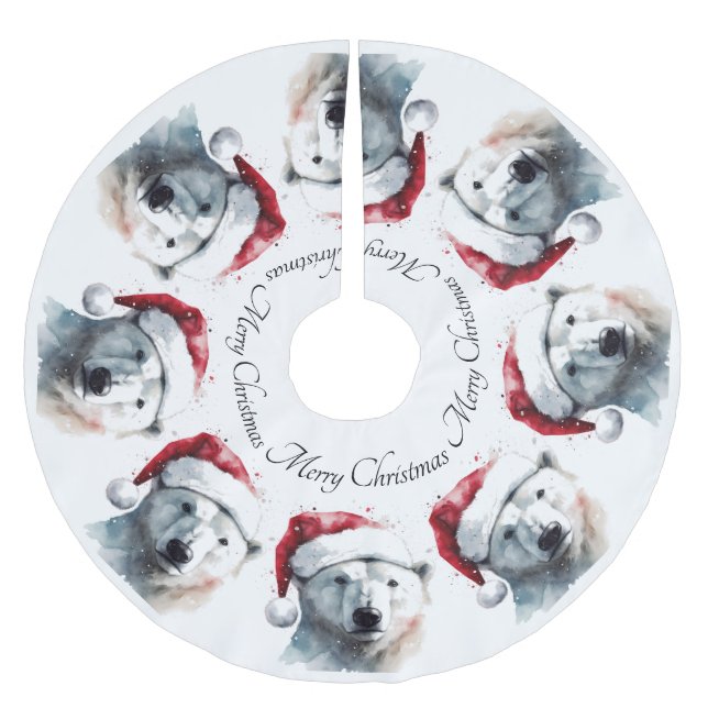 Weihnachtspolarbär, kundenspezifisch polyester weihnachtsbaumdecke (Vorderseite)