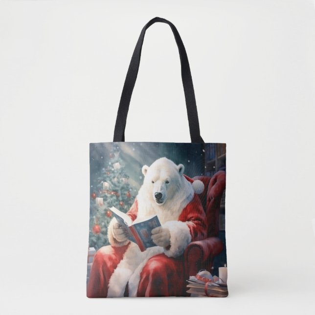 Weihnachtspolarbär lesend (Vorderseite)