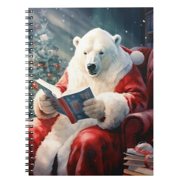 Weihnachtspolarbär lesend notizblock (Vorderseite)