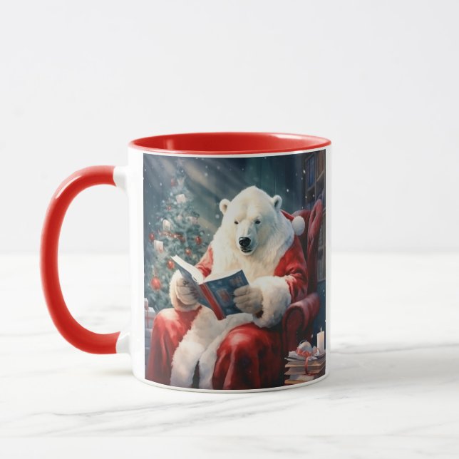 Weihnachtspolarbär lesend tasse (Links)