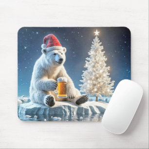 Weihnachtspolarbär mit Bier Mousepad