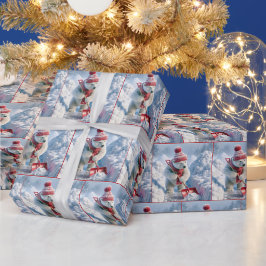 Weihnachtspolarbär mit roter Schaufel Geschenkpapier