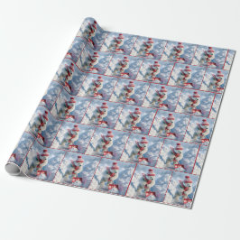 Weihnachtspolarbär mit roter Schaufel Geschenkpapier