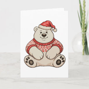 Weihnachtspolarbär-Santa-Hut Weihnachtsferienzeit Karte