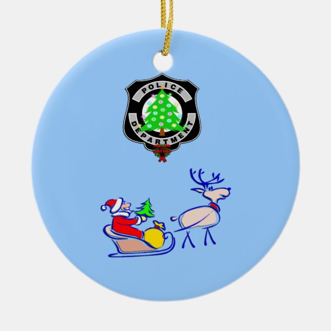 Weihnachtspolizei-Geschenke Keramikornament (Vorne)