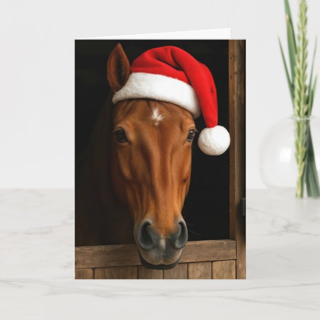 Weihnachtspony im Stallfenster Karte (Vorderseite)
