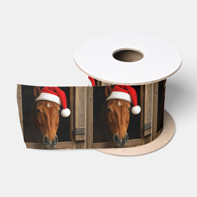 Weihnachtspony im Stallfenster Satinband (Spule)