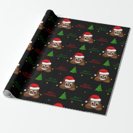 Weihnachtspoo Emoji mit Weihnachtsmannmütze Packpa Geschenkpapier