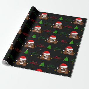 Weihnachtspoo Emoji mit Weihnachtsmannmütze Packpa Geschenkpapier