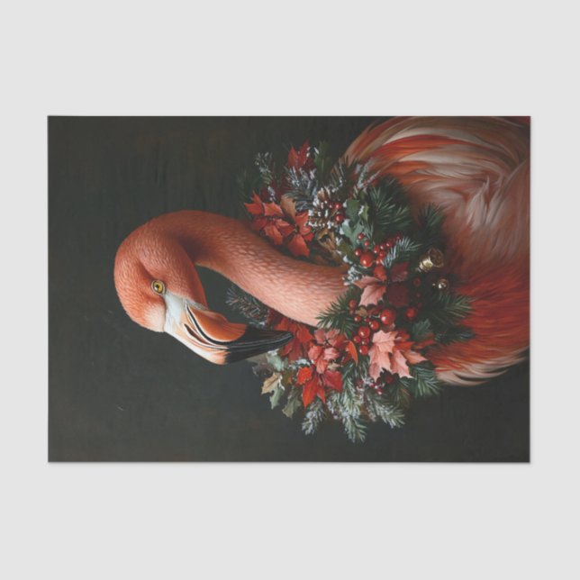 Weihnachtsportrait eines Flamingo-Dekoupage Seidenpapier (Vorderseite)