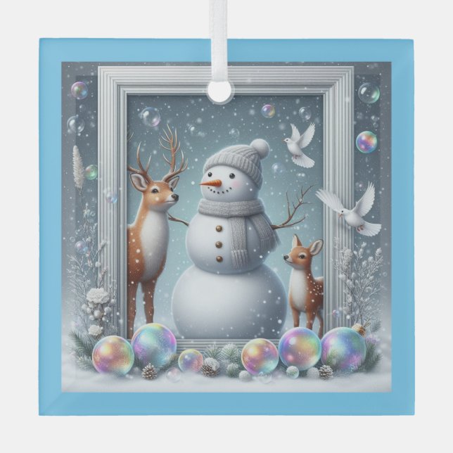 Weihnachtsportrait Ornament Aus Glas (Vorderseite)