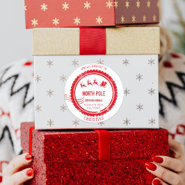 Weihnachtspost von Santa North Pole Lieferung Runder Aufkleber