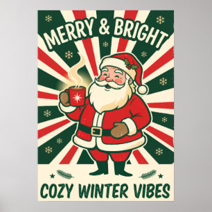 Weihnachtsposter im Vintage-Stil mit fröhlichem Sa Poster