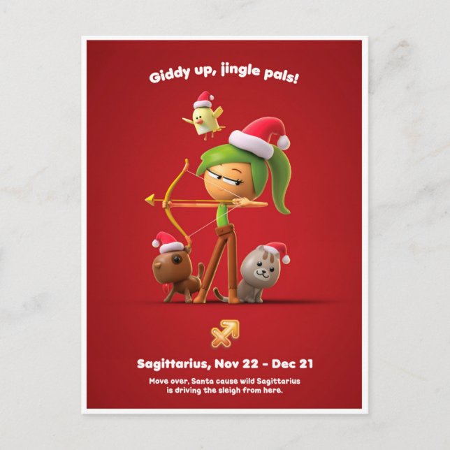 Weihnachtspostkarte für Sagittarius Postkarte (Vorderseite)