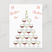 Weihnachtspostkarte für Weintrinker