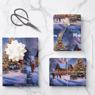 Weihnachtspostkarte Geschenkpapier Set