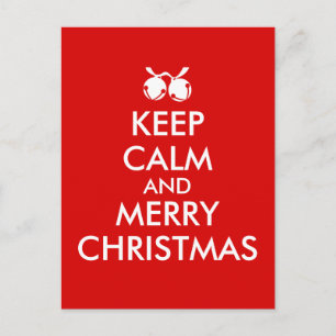 Weihnachtspostkarte 'Keep Calm' mit Schellen zum A Feiertagspostkarte