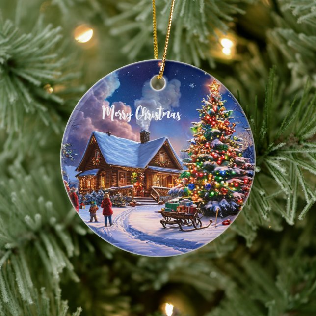 Weihnachtspostkarte Keramik Ornament (Baum)