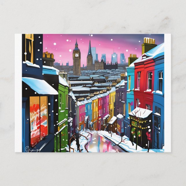 Weihnachtspostkarte - London Postkarte (Vorderseite)