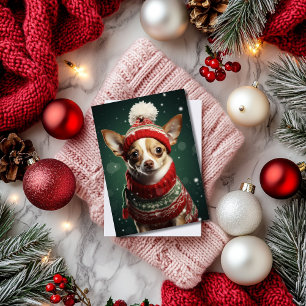 Weihnachtspostkarte mit festlichem Chihuahua Feiertagskarte