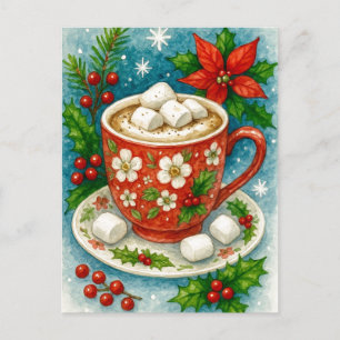 Weihnachtspostkarte mit festlicher Heißer Schokola Feiertagspostkarte