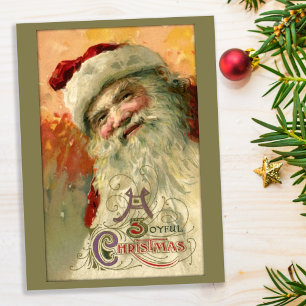 Weihnachtspostkarte mit lächelndem Weihnachtsmann Feiertagspostkarte